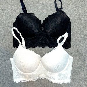 H&M bra White Lace Bra, Black Lace Bra.
